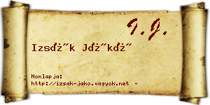 Izsák Jákó névjegykártya